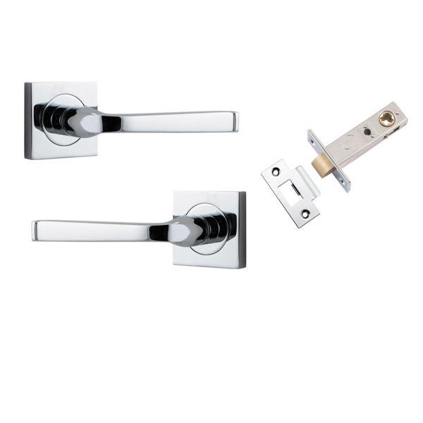 Iver Door Handle Annecy Square Rose Pair Polished Chrome Passage Kit