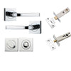 Iver Door Handle Annecy Square Rose Pair Polished Chrome Privacy Kit