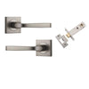 Iver Door Handle Annecy Square Rose Pair Satin Nickel Passage Kit