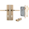 Iver Door Handle Annecy Stepped Euro Key/Key Brushed Brass Entrance Kit