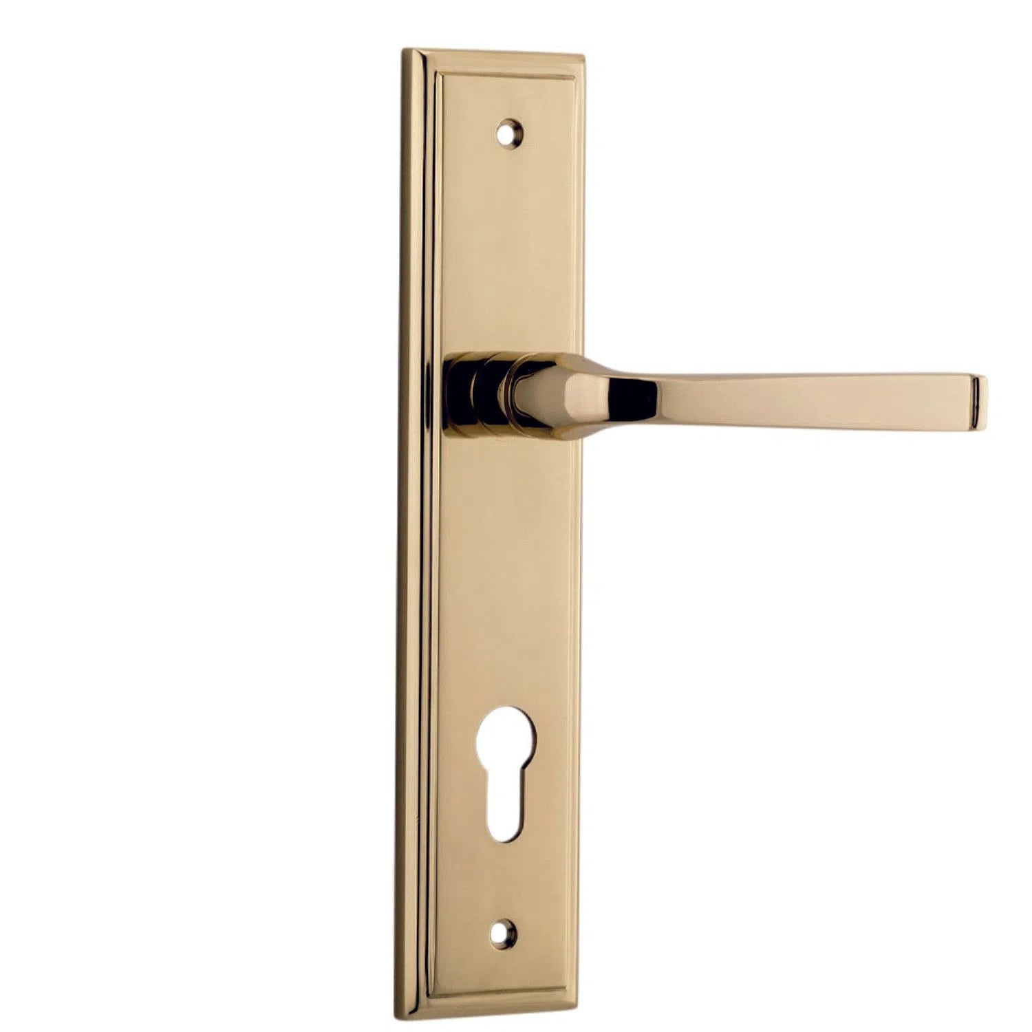 Iver Door Handle Annecy Stepped Euro Pair Polished Brass