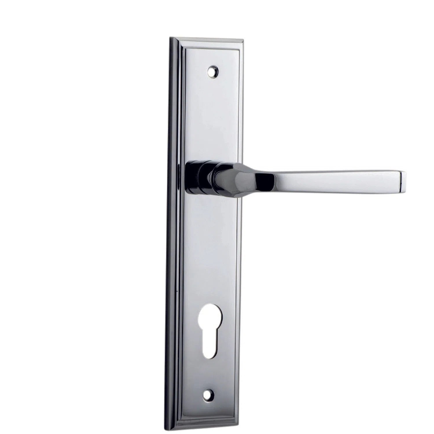 Iver Door Handle Annecy Stepped Euro Pair Polished Chrome