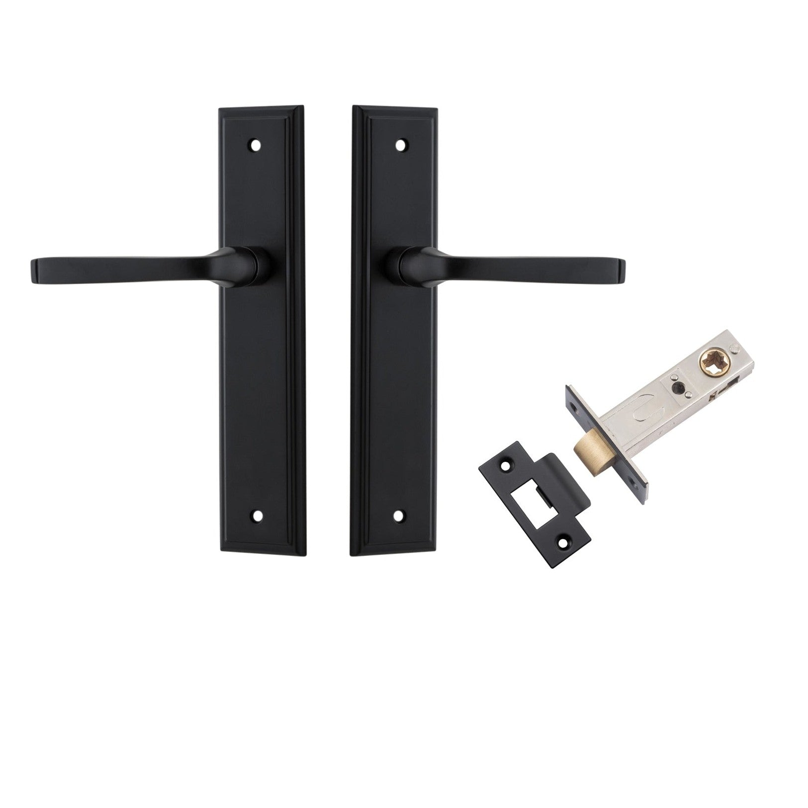 Iver Door Handle Annecy Stepped Latch Matt Black Passage Kit