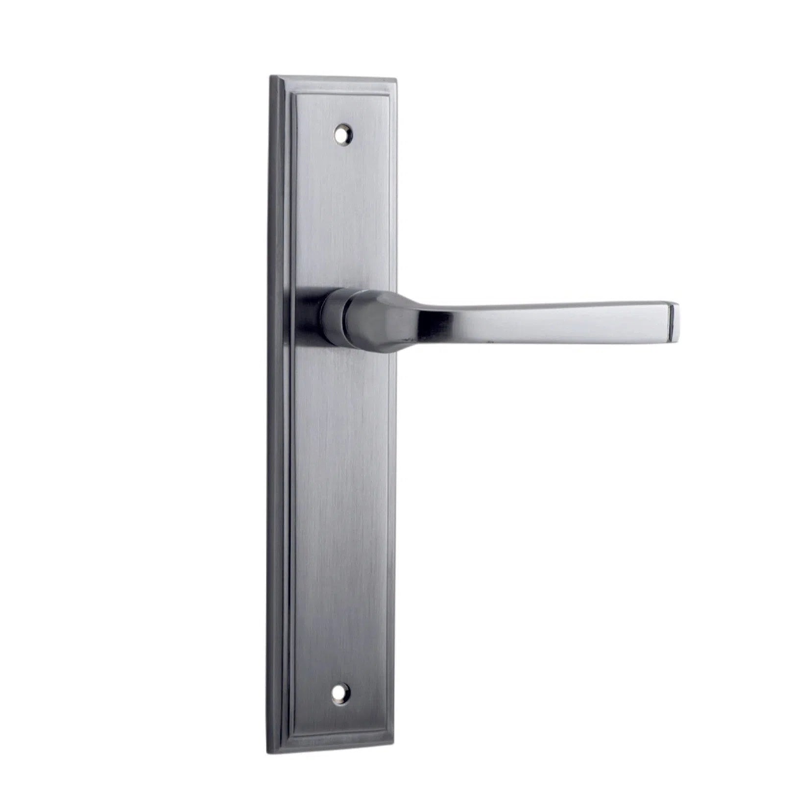 Iver Door Handle Annecy Stepped Latch Pair Brushed Chrome