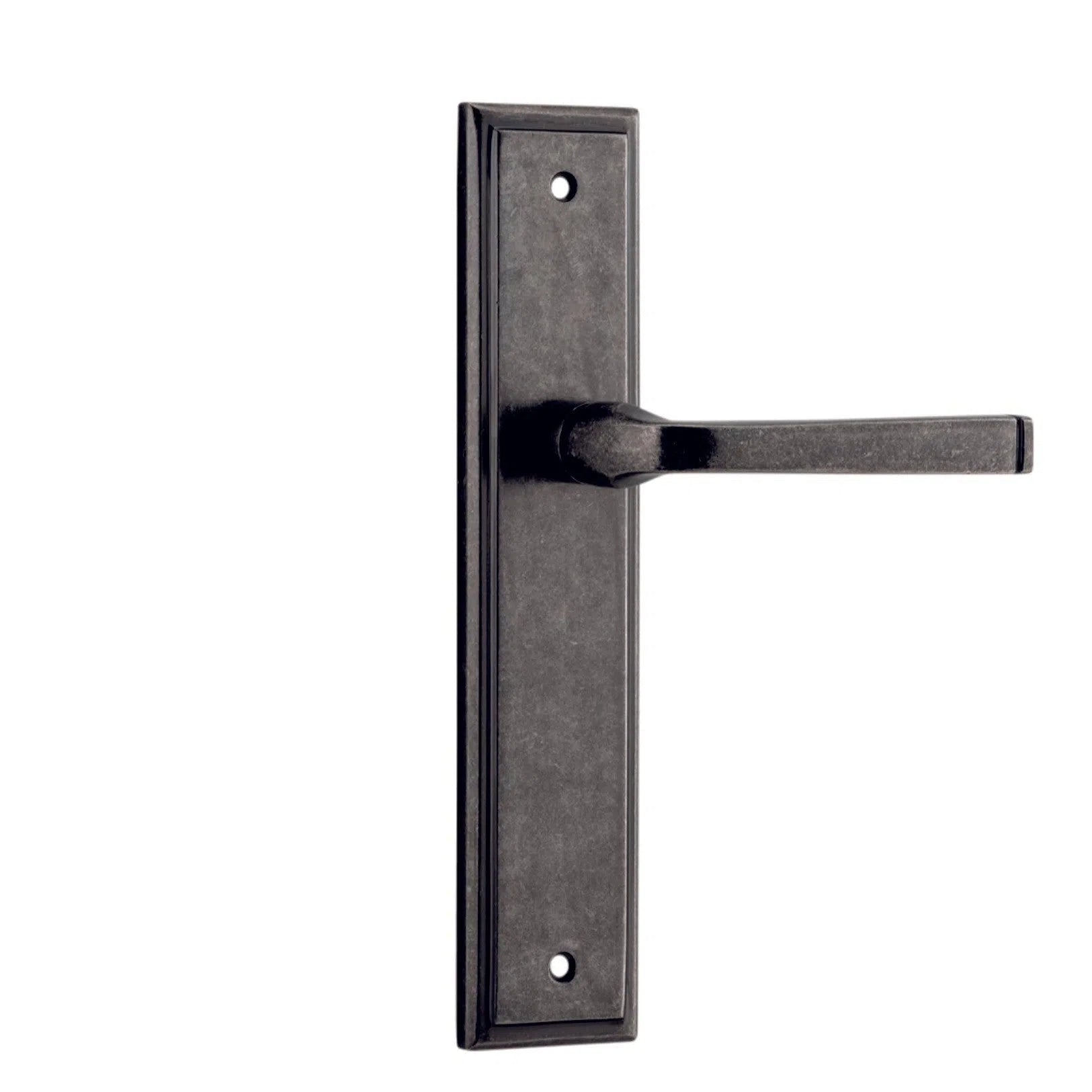 Iver Door Handle Annecy Stepped Latch Pair Distressed Nickel