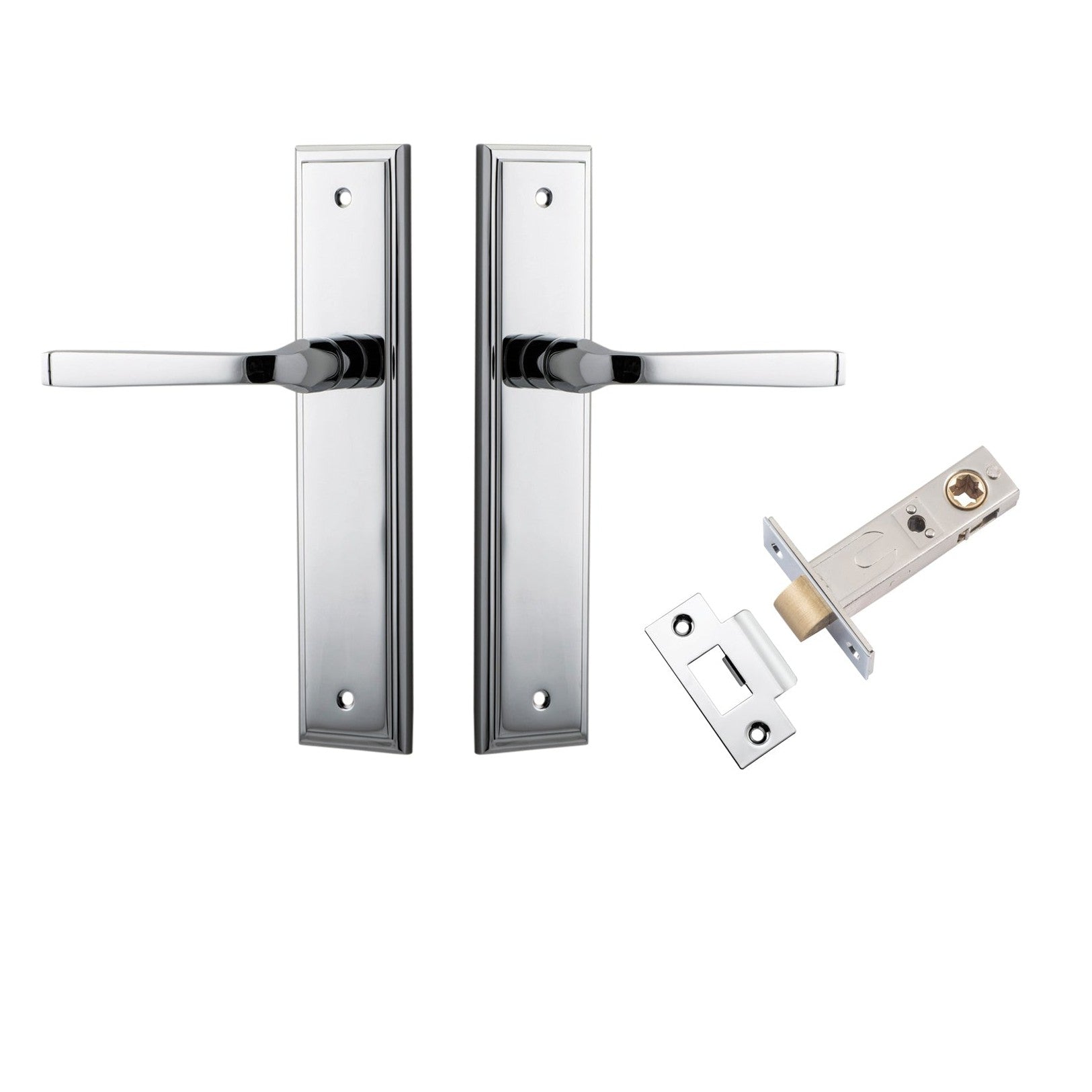 Iver Door Handle Annecy Stepped Latch Polished Chrome Passage Kit