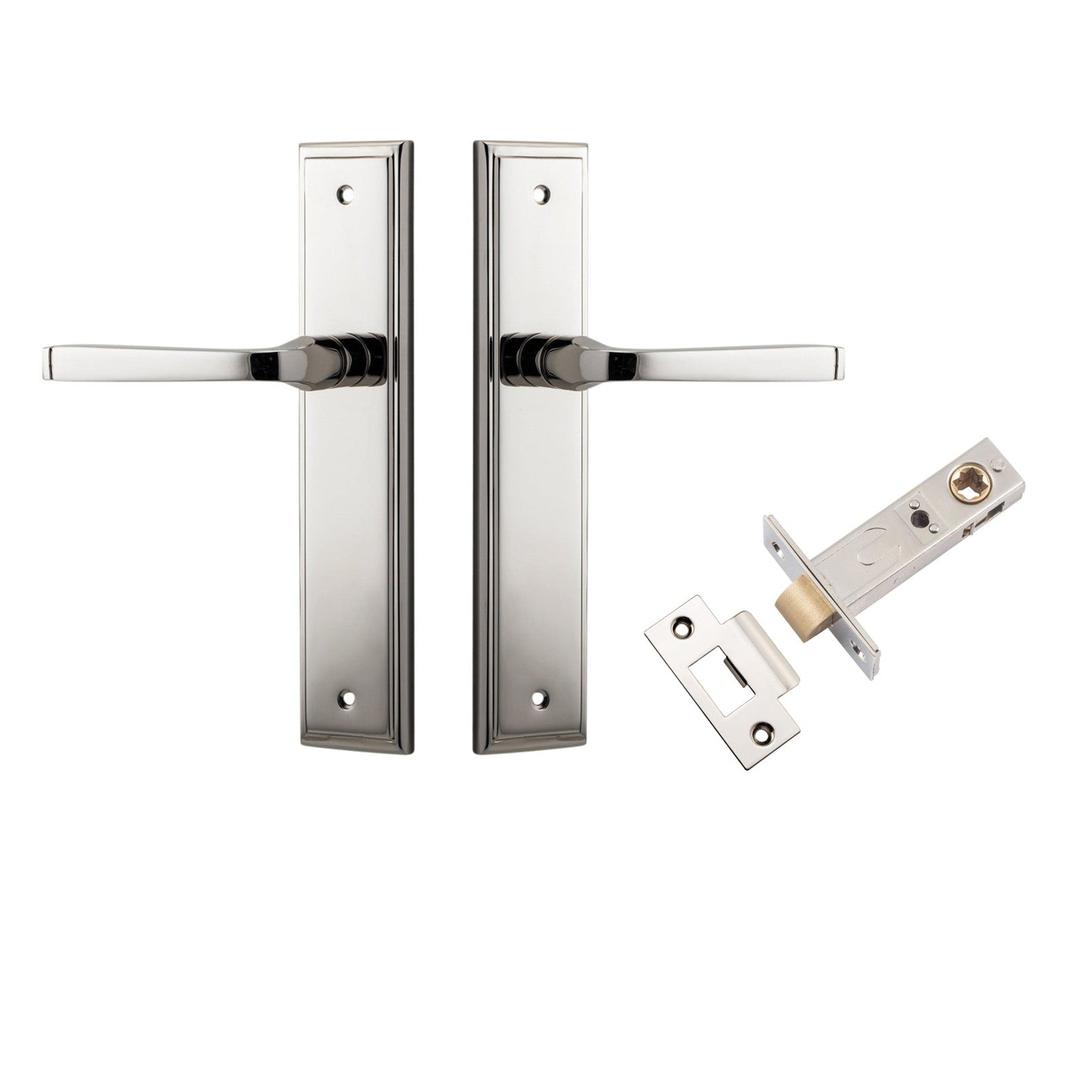 Iver Door Handle Annecy Stepped Latch Polished Nickel Passage Kit