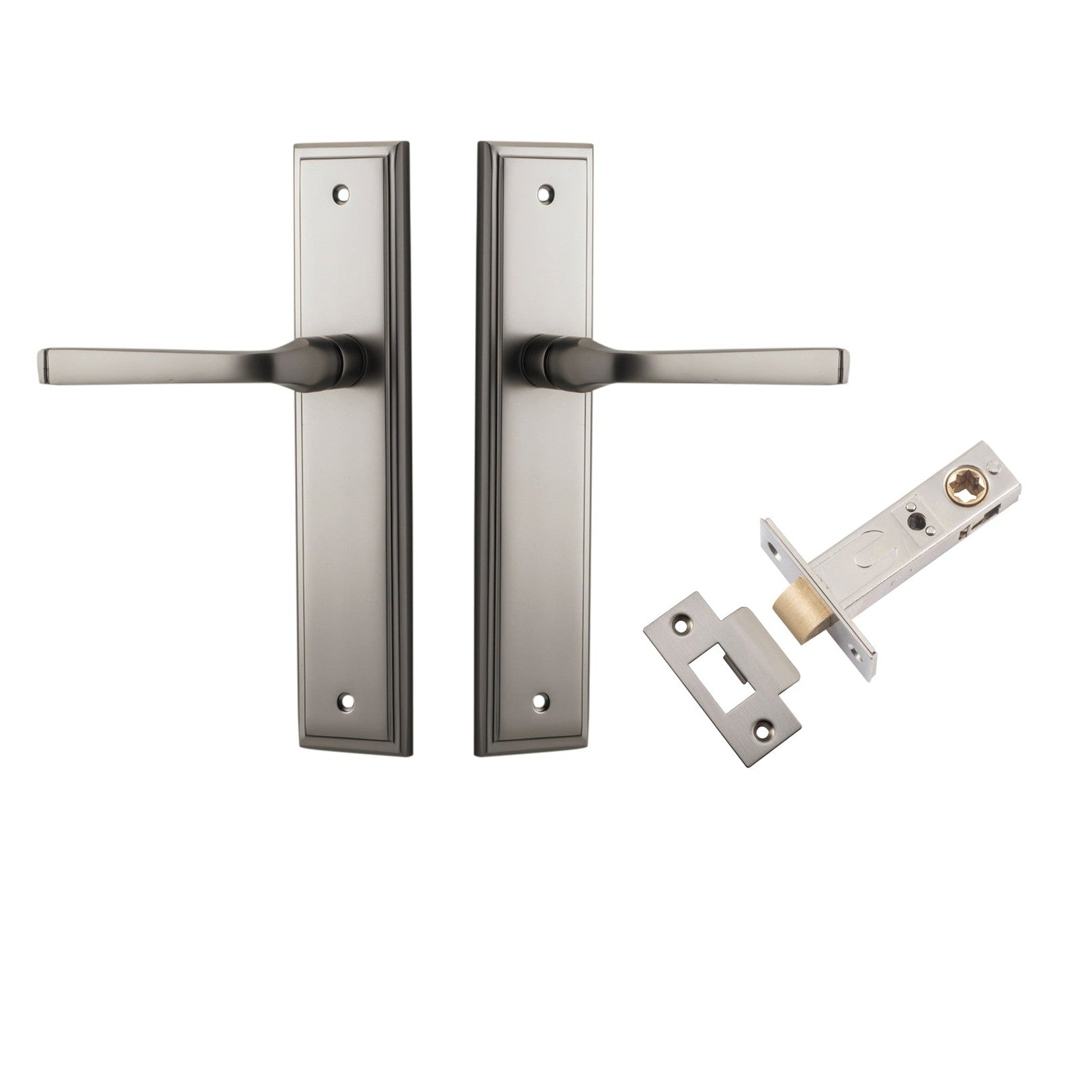 Iver Door Handle Annecy Stepped Latch Satin Nickel Passage Kit