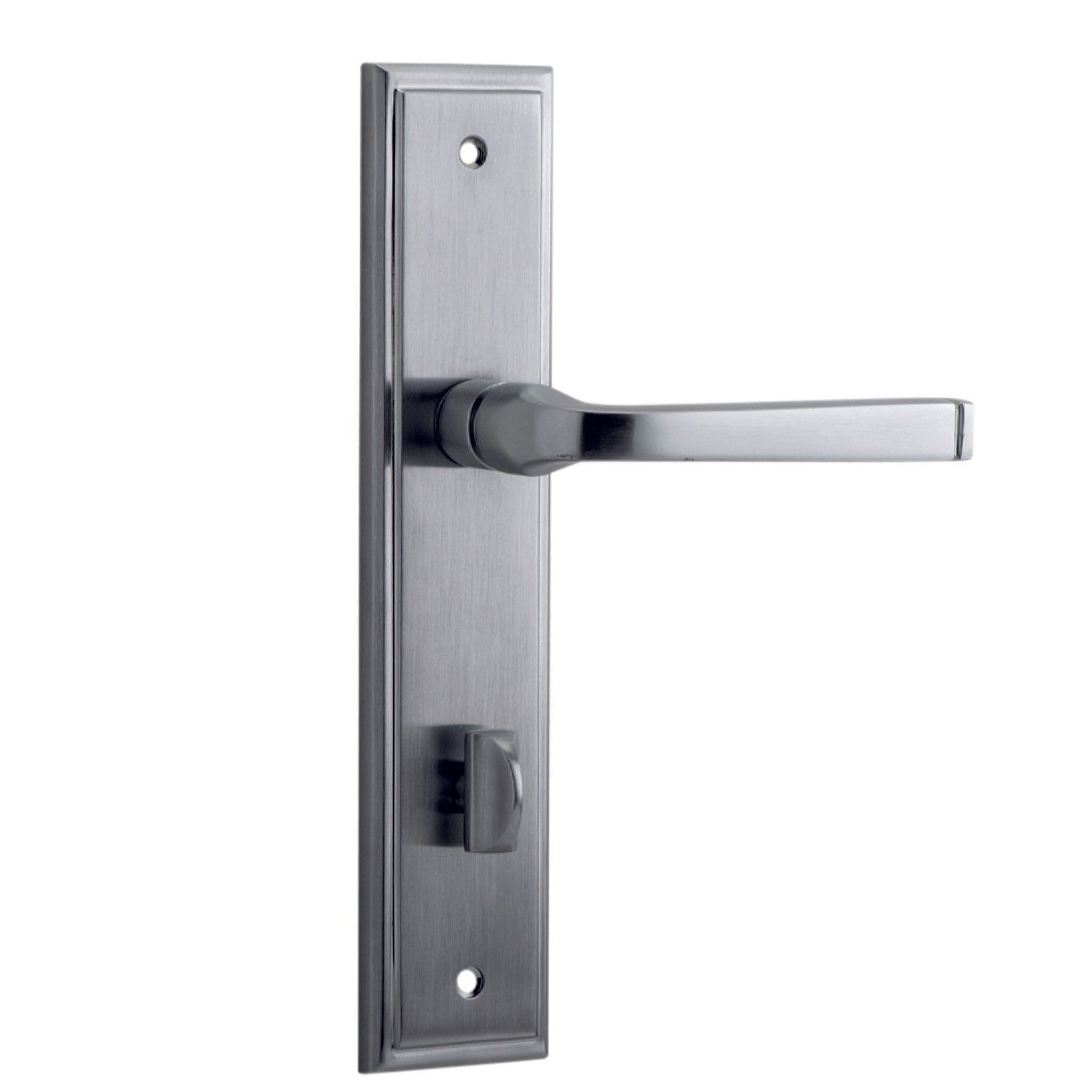 Iver Door Handle Annecy Stepped Privacy Pair Brushed Chrome