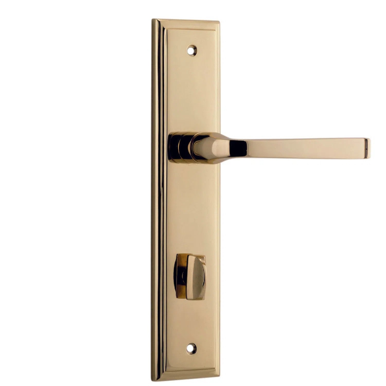 Iver Door Handle Annecy Stepped Privacy Pair Polished Brass