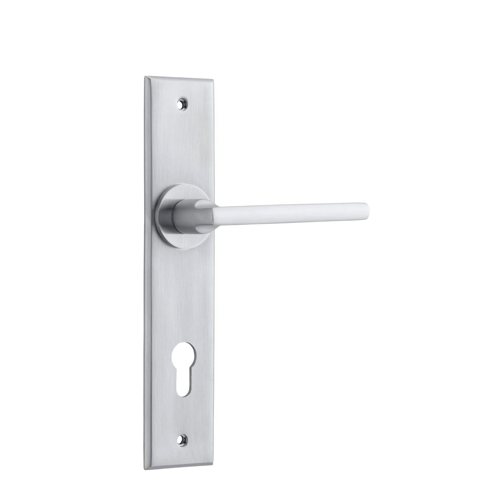 Iver Door Handle Baltimore Chamfered Euro Brushed Chrome