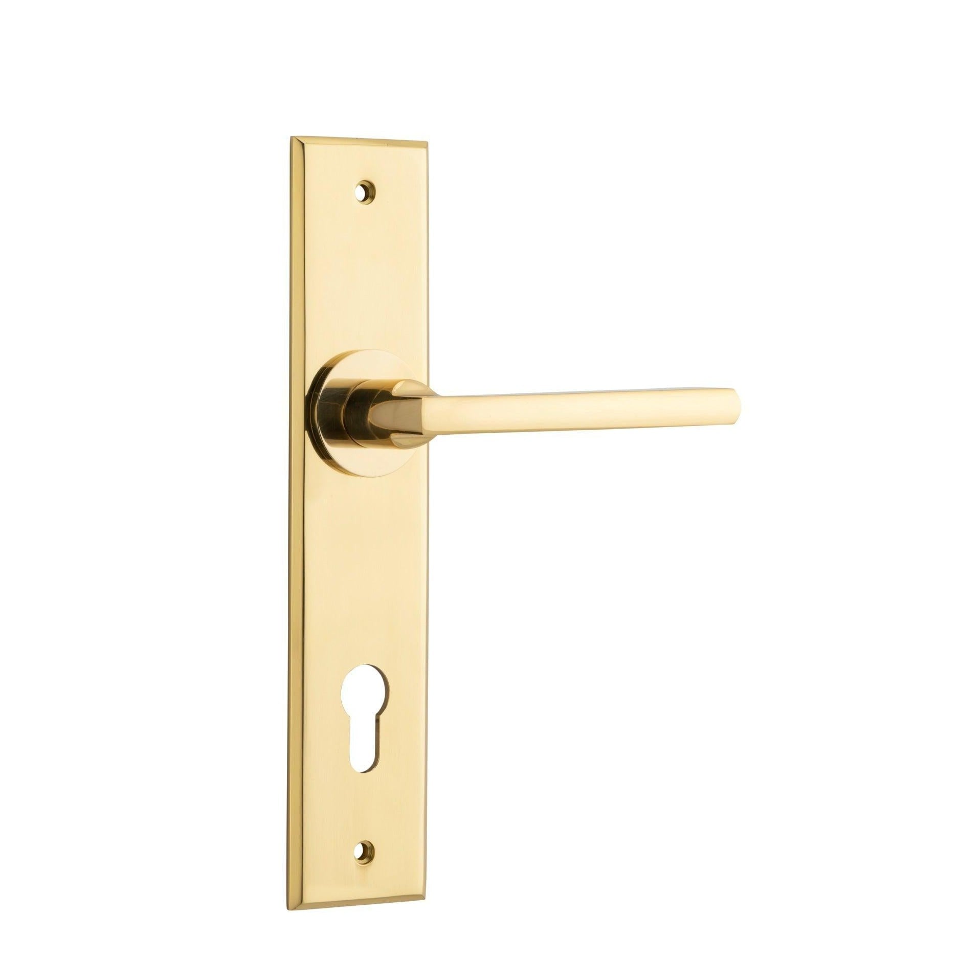 Iver Door Handle Baltimore Chamfered Euro Polished Brass