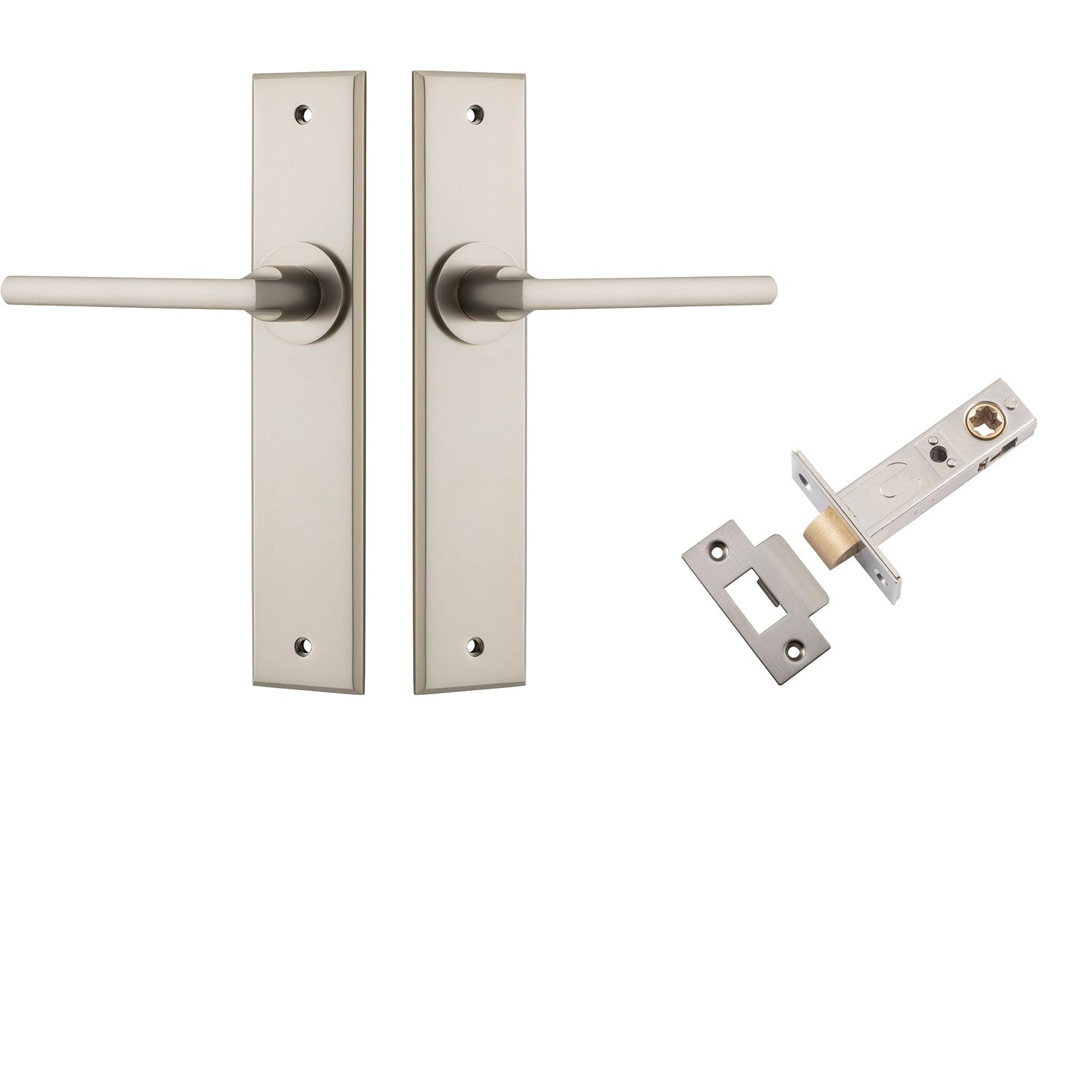 Iver Door Handle Baltimore Chamfered Satin Nickel Passage Kit