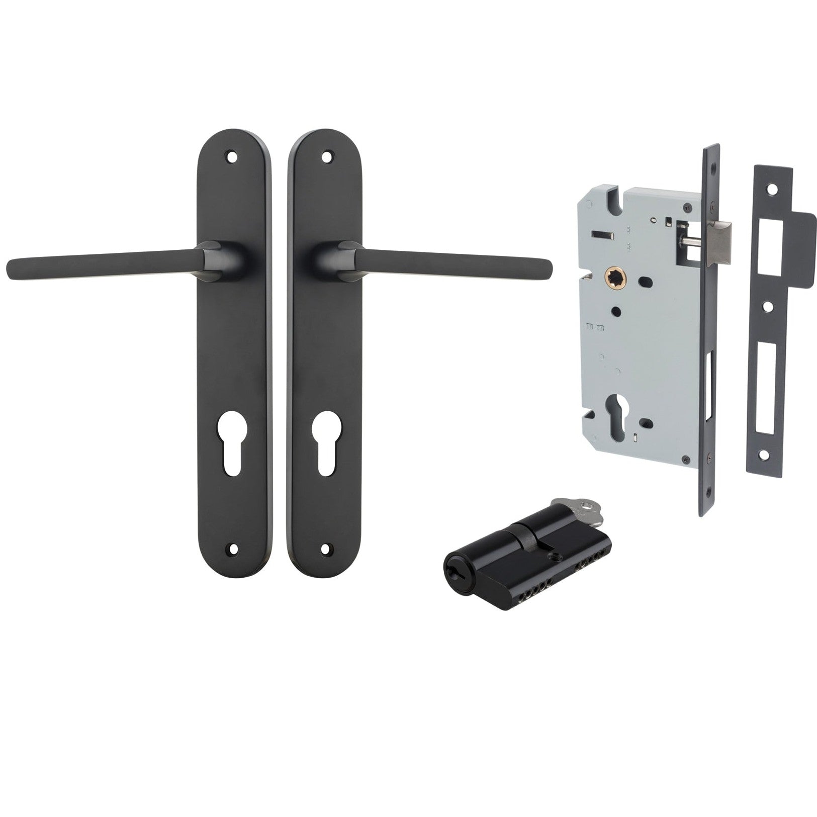 Iver Door Handle Baltimore Oval Euro Key/Key Matt Black Entrance Kit