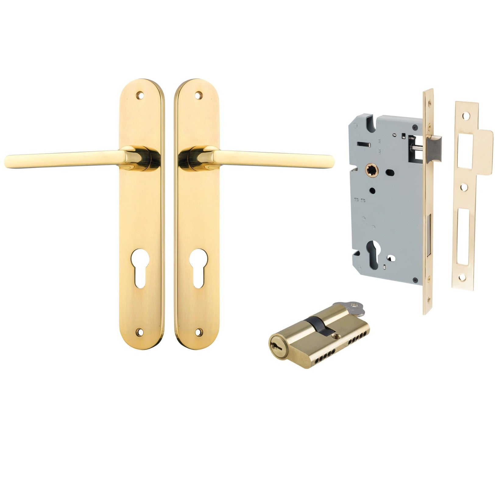 Iver Door Handle Baltimore Oval Euro Key/Key Polished Brass Entrance Kit