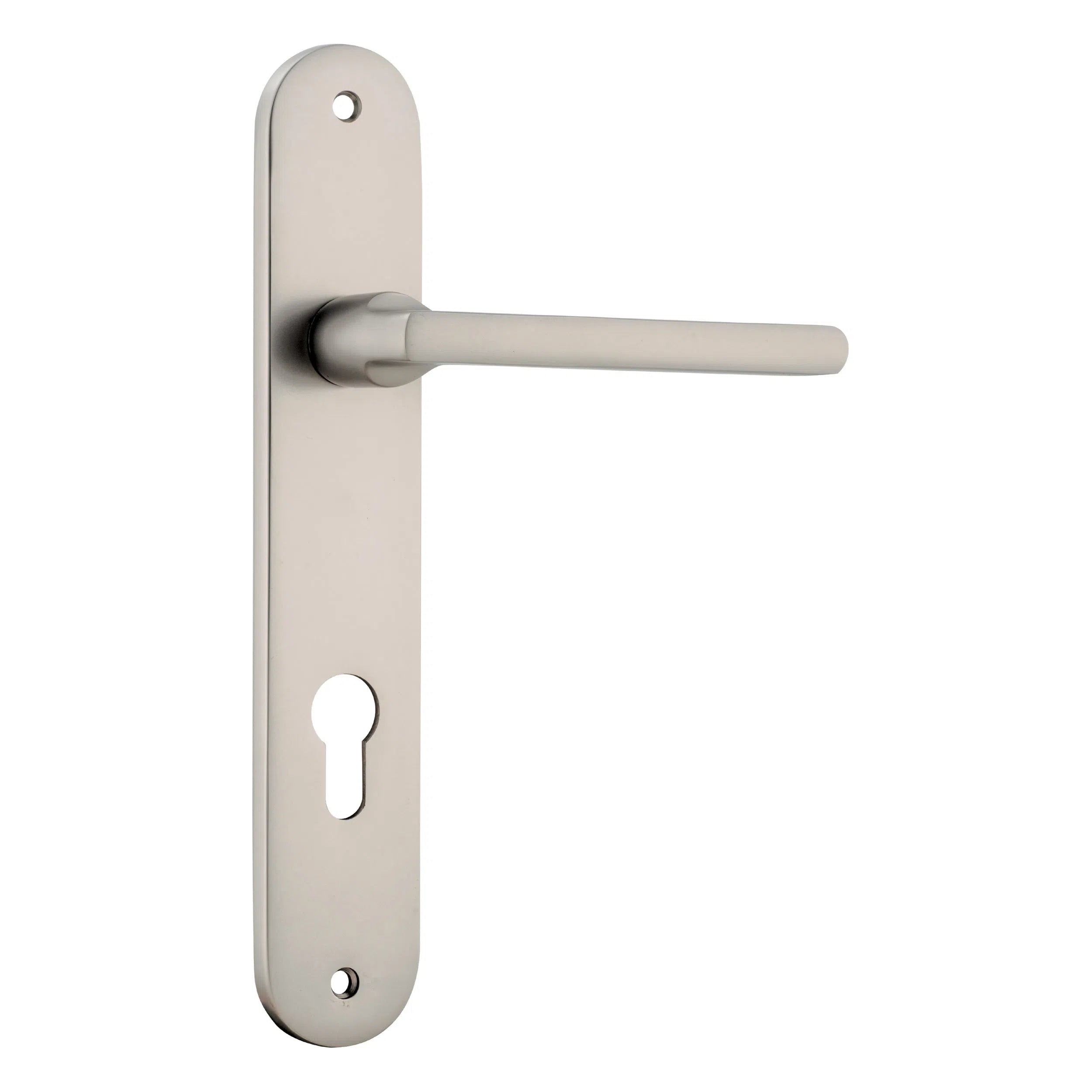 Iver Door Handle Baltimore Oval Euro Pair Satin Nickel