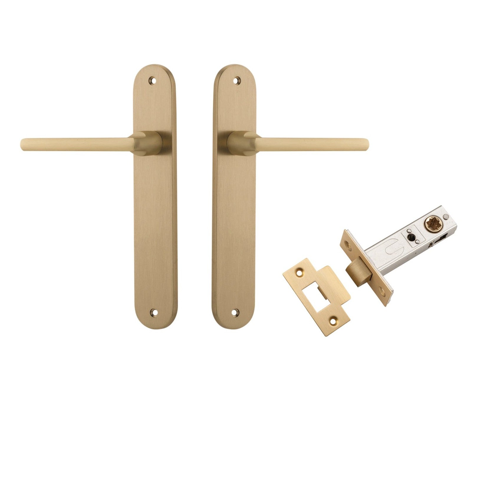 Iver Door Handle Baltimore Oval Latch Brushed Brass Passage Kit