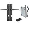 Iver Door Handle Baltimore Rectangular Euro Key/Key Matt Black Entrance Kit