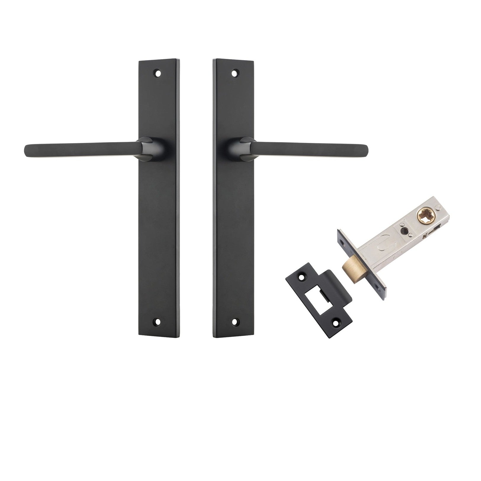 Iver Door Handle Baltimore Rectangular Latch Matt Black Passage Kit