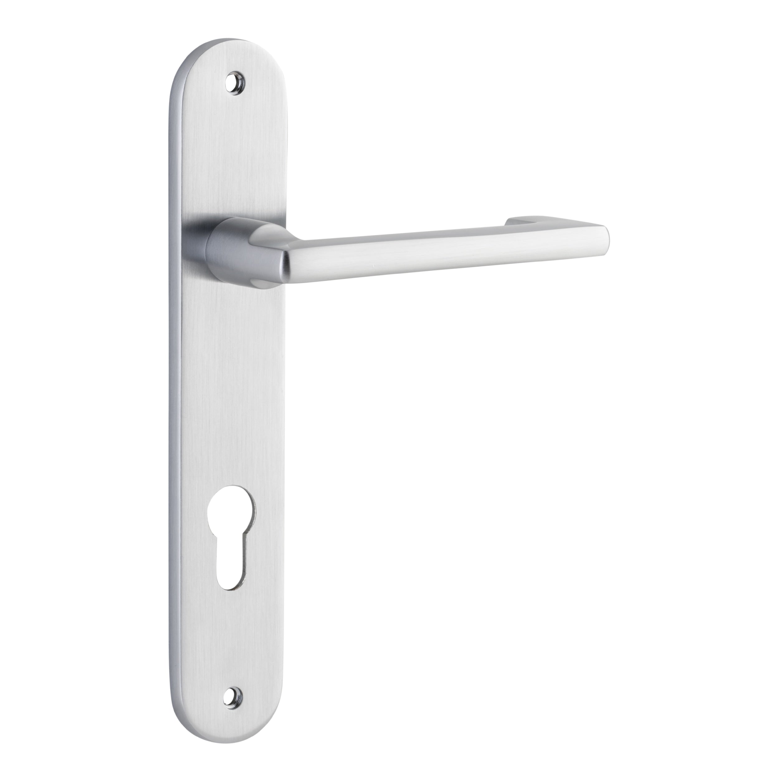 Iver Door Handle Baltimore Return Oval Euro Pair Brushed Chrome