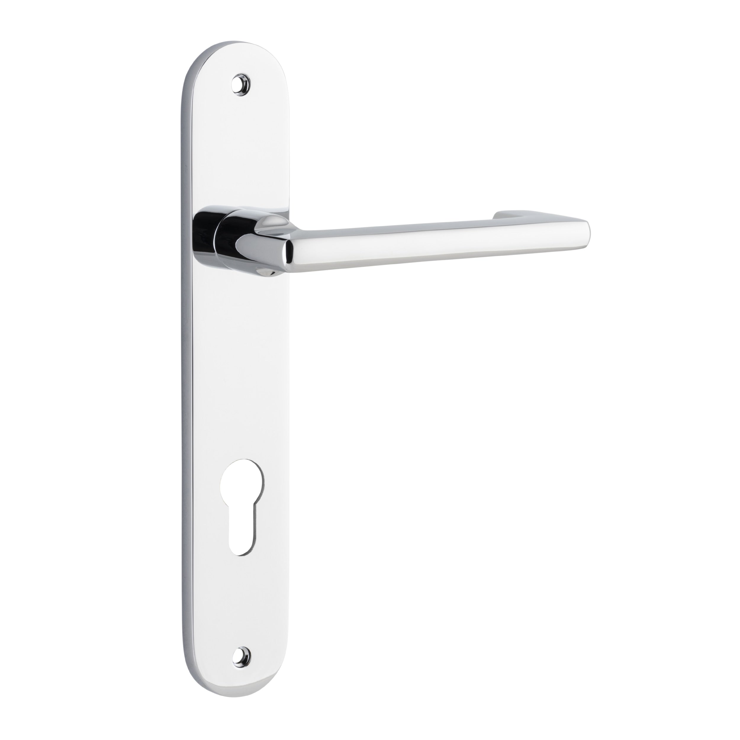 Iver Door Handle Baltimore Return Oval Euro Pair Polished Chrome