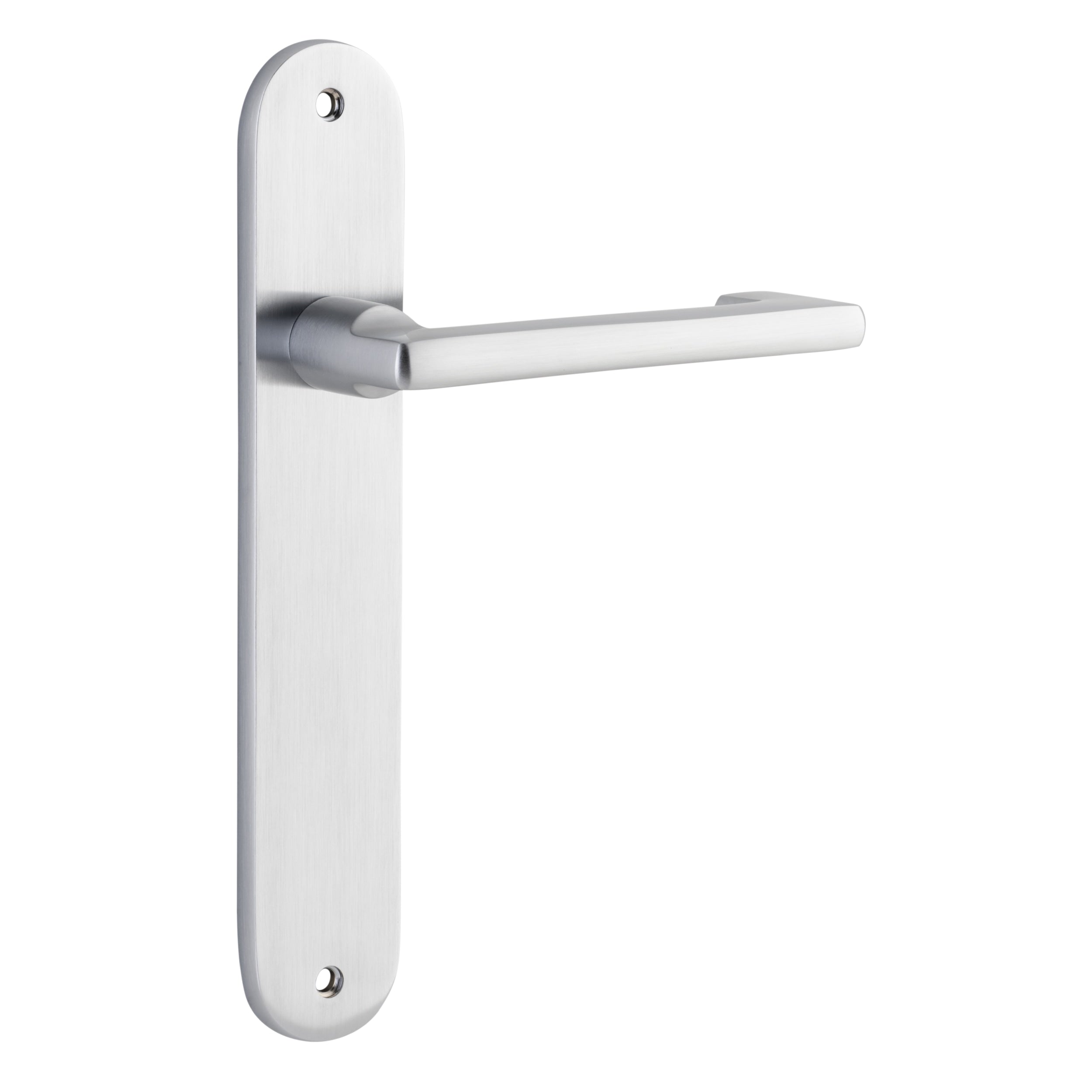 Iver Door Handle Baltimore Return Oval Latch Pair Brushed Chrome
