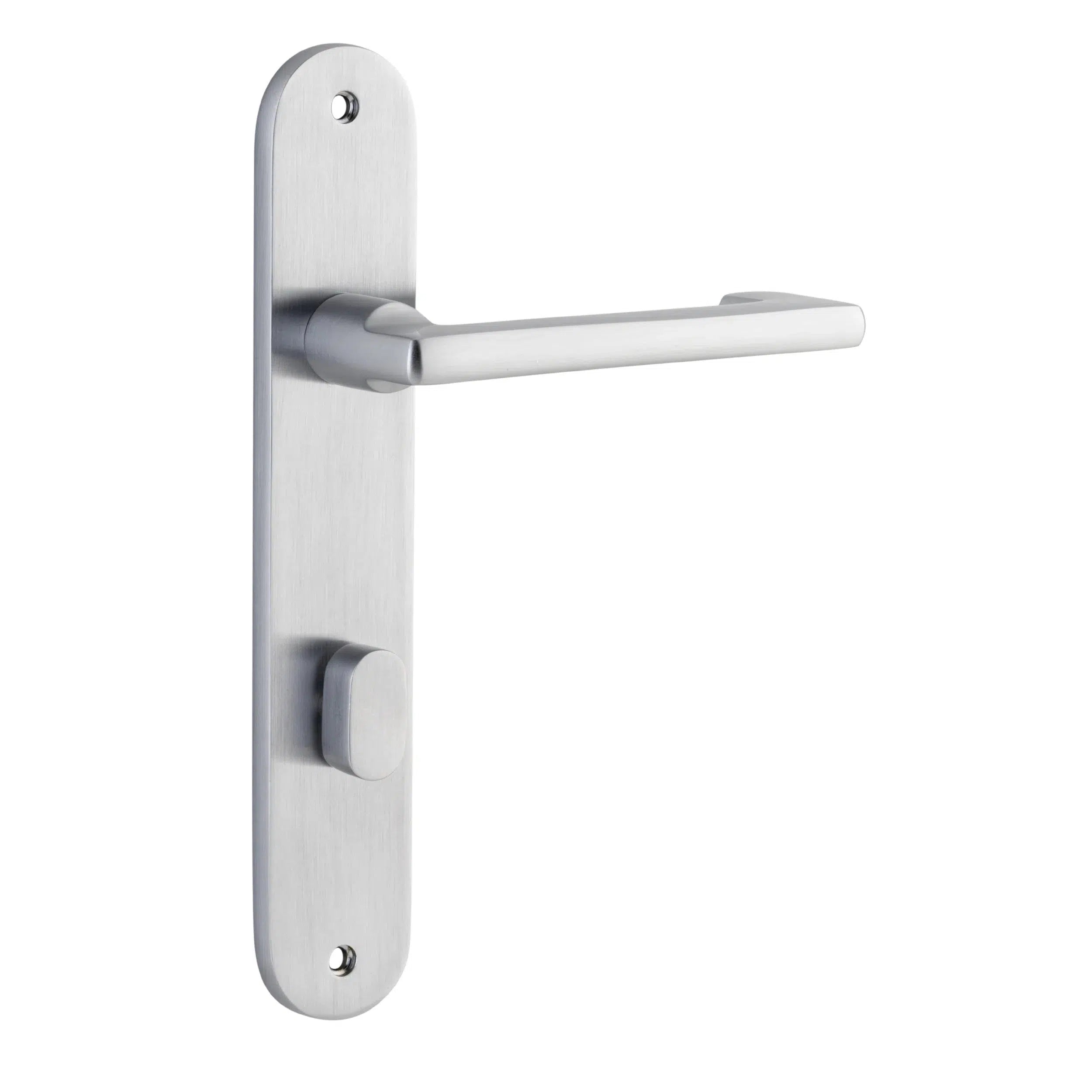 Iver Door Handle Baltimore Return Oval Privacy Pair Brushed Chrome