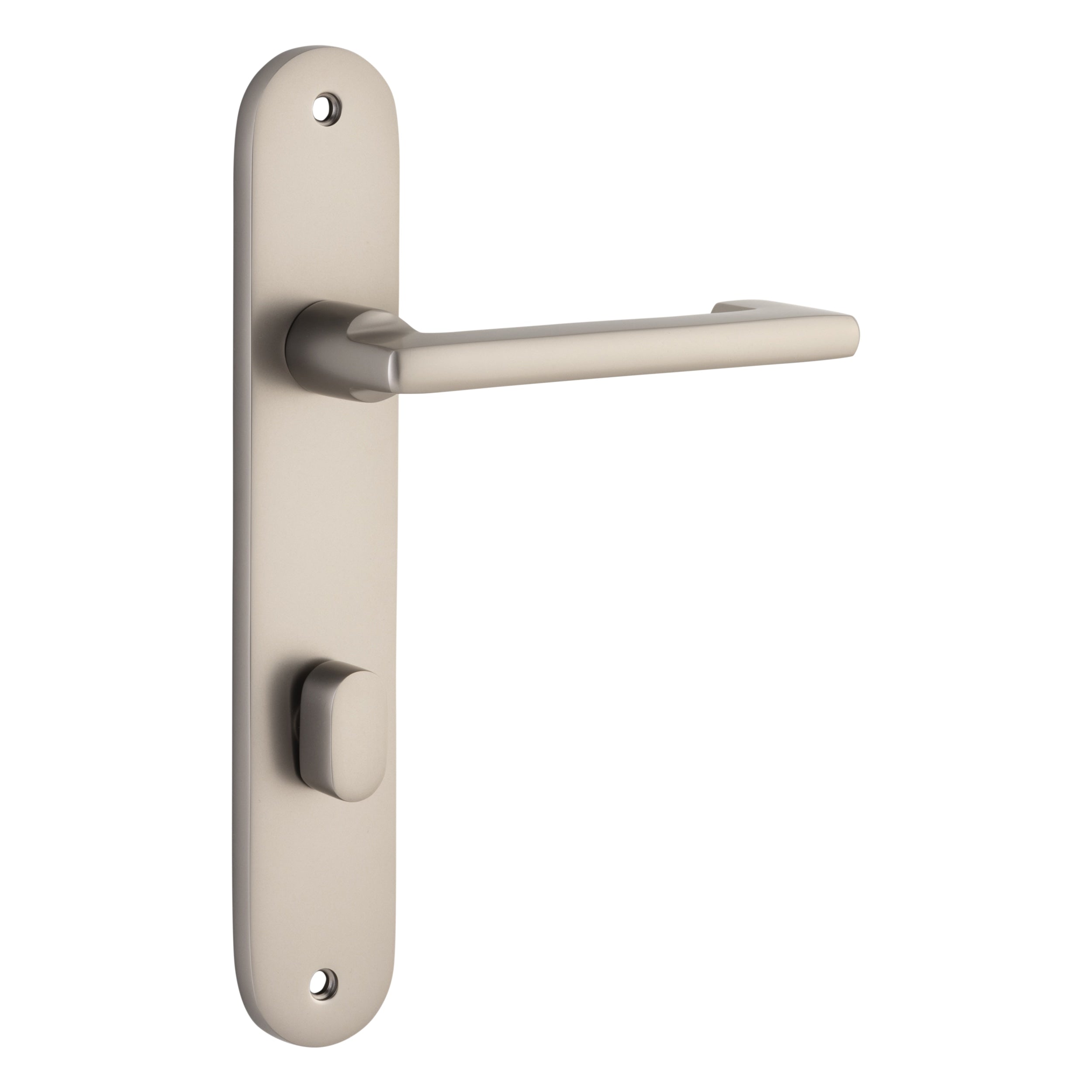 Iver Door Handle Baltimore Return Oval Privacy Pair Satin Nickel