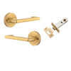 Iver Door Handle Baltimore Return Round Rose Inbuilt Privacy Pair Kit Brushed Brass