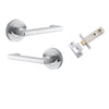 Iver Door Handle Baltimore Return Round Rose Inbuilt Privacy Pair Kit Brushed Chrome