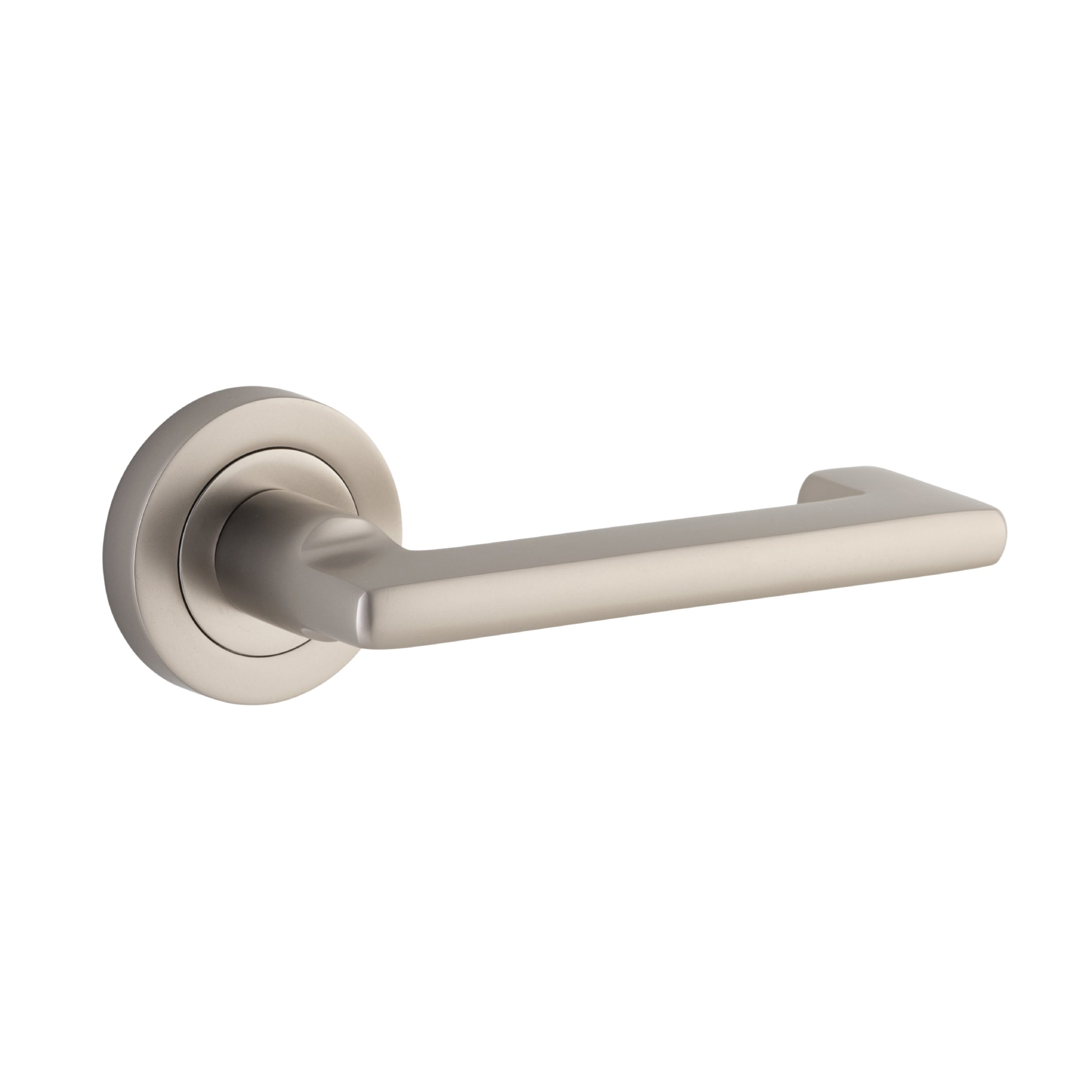 Iver Door Handle Baltimore Return Round Rose Pair Satin Nickel