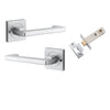 Iver Door Handle Baltimore Return Square Rose Inbuilt Privacy Set Brushed Chrome