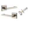 Iver Door Handle Baltimore Return Square Rose Inbuilt Privacy Set Satin Nickel