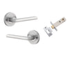 Iver Door Handle Baltimore Round Rose Inbuilt Privacy Pair Kit Brushed Chrome