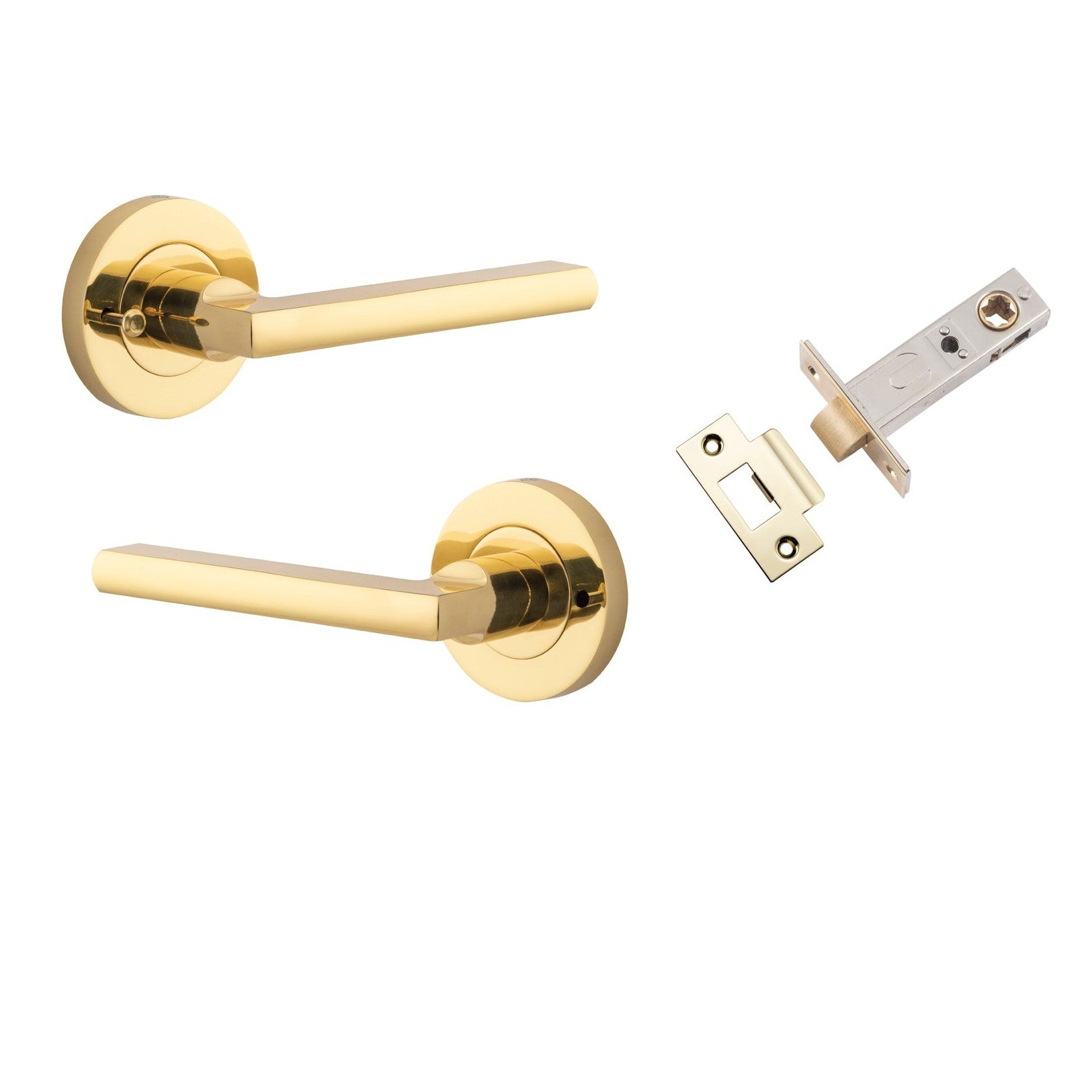 Iver Door Handle Baltimore Round Rose Inbuilt Privacy Pair Kit Polished Brass