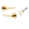 Iver Door Handle Baltimore Round Rose Inbuilt Privacy Pair Kit Polished Brass