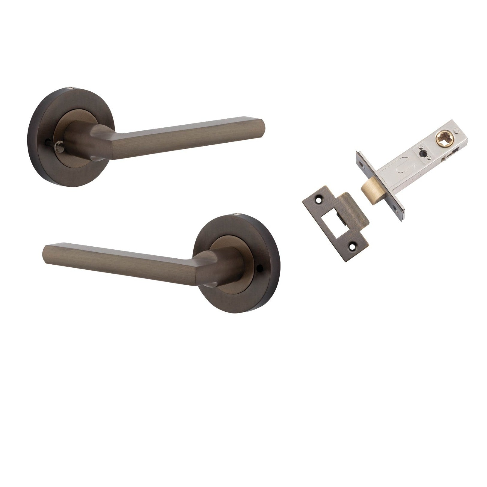 Iver Door Handle Baltimore Round Rose Inbuilt Privacy Pair Kit Signature Brass