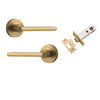 Iver Door Handle Baltimore Round Rose Pair Brushed Brass Passage Kit