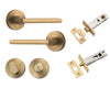 Iver Door Handle Baltimore Round Rose Pair Brushed Brass Privacy Kit