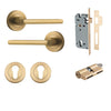 Iver Door Handle Baltimore Round Rose Pair Key/Key Brushed Brass Entrance Kit