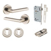 Iver Door Handle Baltimore Round Rose Pair Key/Key Satin Nickel Entrance Kit