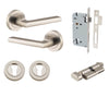 Iver Door Handle Baltimore Round Rose Pair Key/Thumb Satin Nickel Entrance Kit