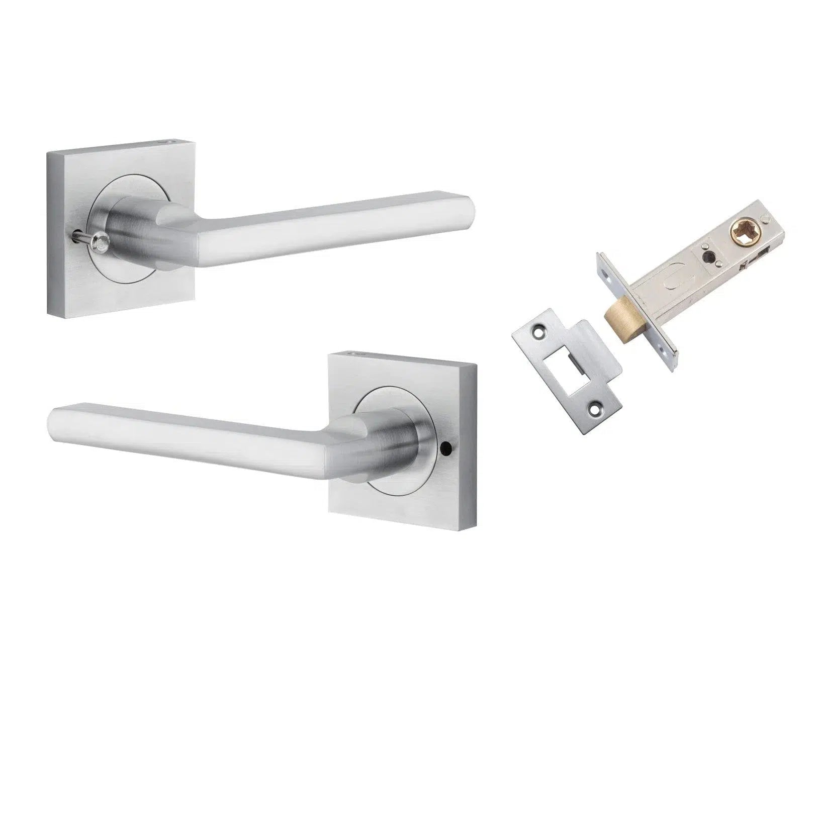 Iver Door Handle Baltimore Square Rose Inbuilt Privacy Pair Kit Brushed Chrome