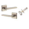 Iver Door Handle Baltimore Square Rose Inbuilt Privacy Pair Kit Satin Nickel