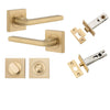 Iver Door Handle Baltimore Square Rose Pair Brushed Brass Privacy Kit