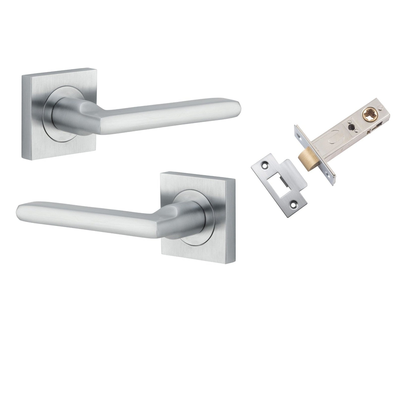 Iver Door Handle Baltimore Square Rose Pair Brushed Chrome Passage Kit