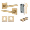 Iver Door Handle Baltimore Square Rose Pair Key/Key Brushed Brass Entrance Kit