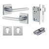 Iver Door Handle Baltimore Square Rose Pair Key/Key Brushed Chrome Entrance Kit