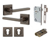 Iver Door Handle Baltimore Square Rose Pair Key/Key Signature Brass Entrance Kit