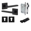 Iver Door Handle Baltimore Square Rose Pair Key/Thumb Matt Black Entrance Kit